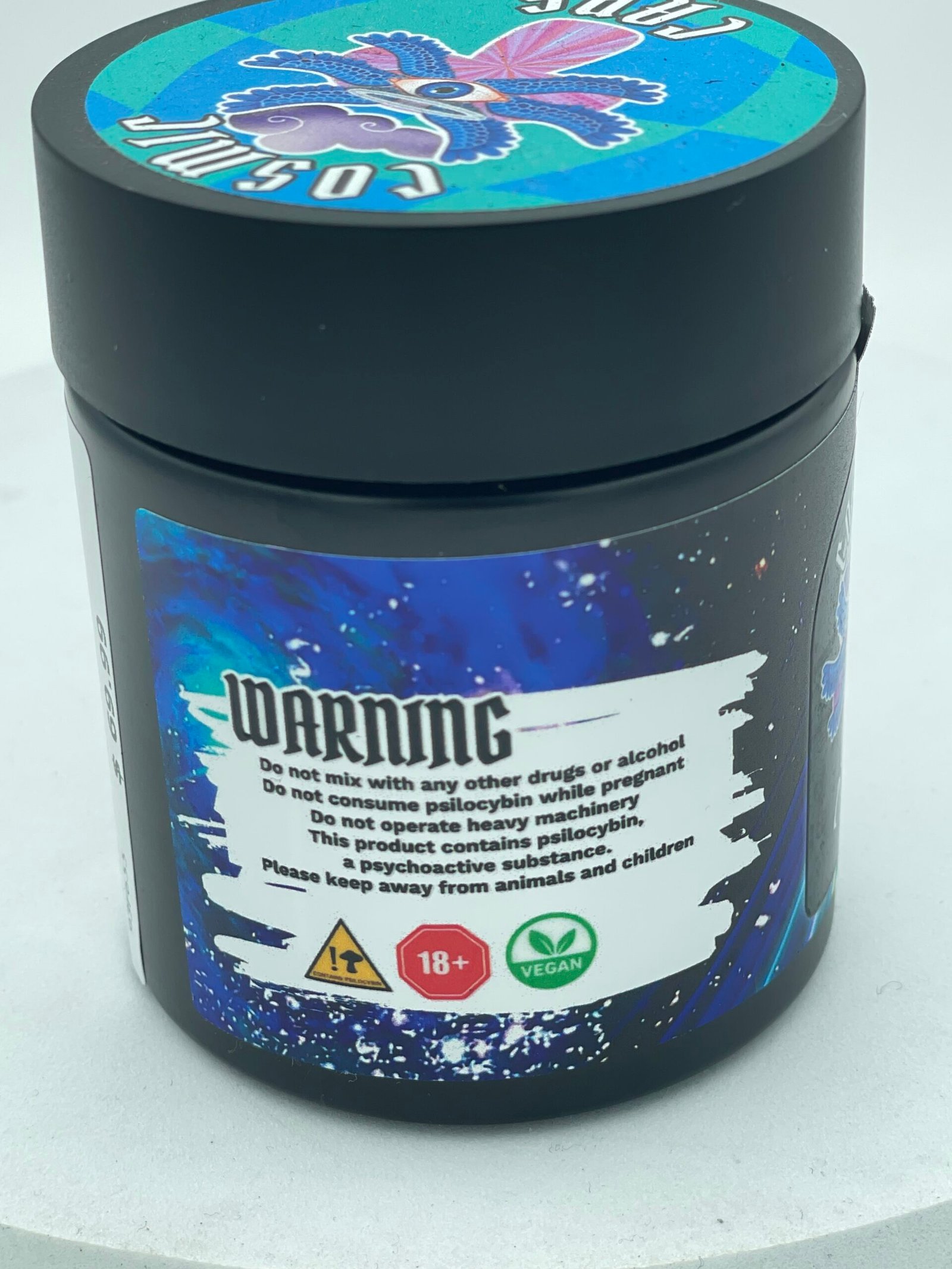 Cosmic Caps Magic Mushroom Capsules – Albino Golden Halo - back image